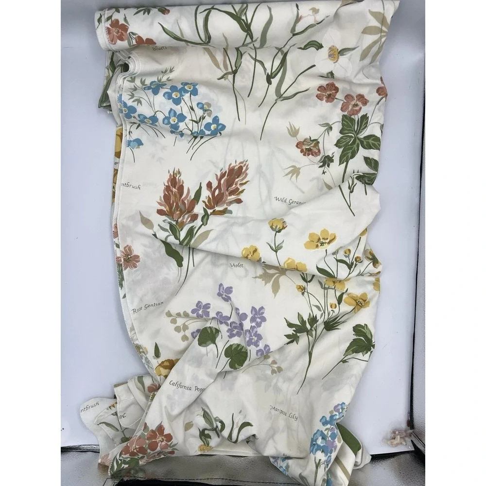 Vintage JC Penney Botanical Flat & Fitted Sheets Twin Poppy Lily Violet Percale